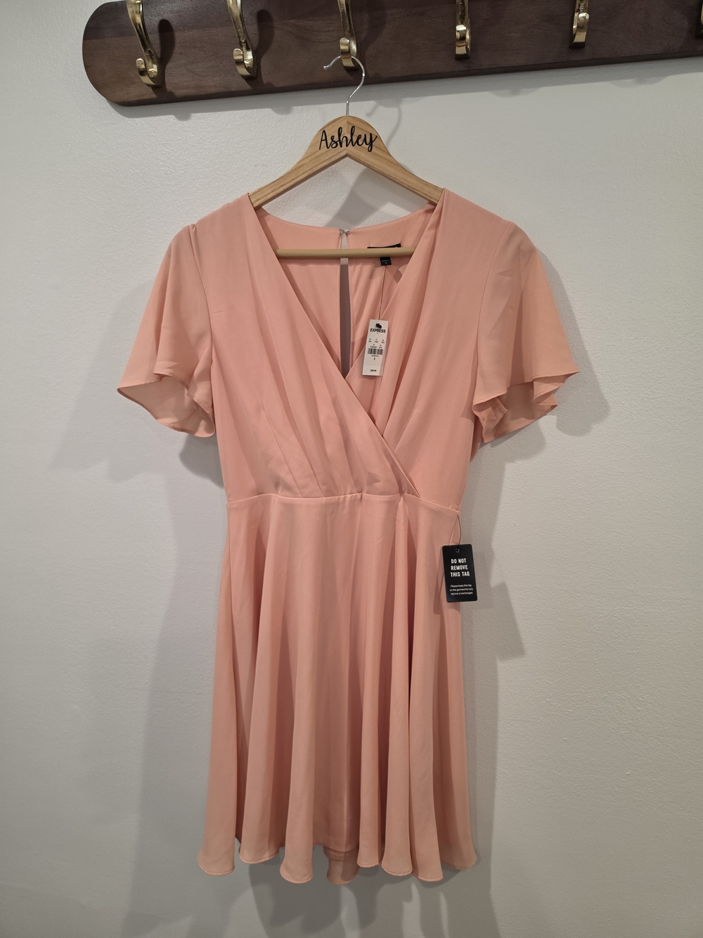 Express Blush Pink Faux-Wrap Mini Dress